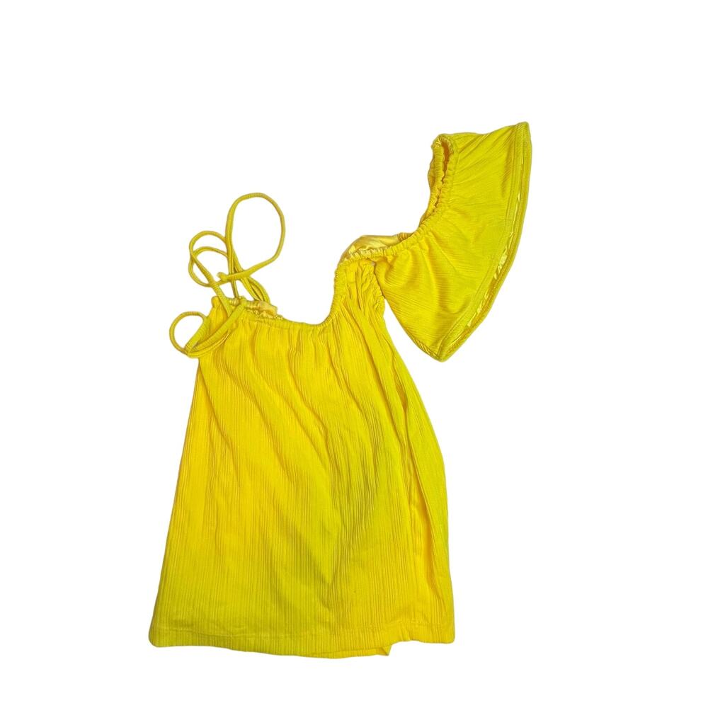Frankies Bikini Yellow One Shoulder Top Small
